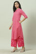 Magenta Cotton Straight Kurta Regular Pants Suit Set