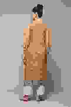 Ochre LIVA Straight Printed Kurta image number 4