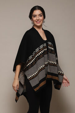 Black Cotton Jacquard Straight Yarndyed Sweater image number 1
