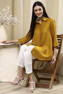 Ochre Yellow Dyed High-Low Shirt image number 0
