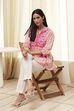 Pink Cotton Printed A-line Short Kurta image number 0
