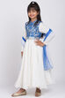 Off White Cotton Anarkali Kurta Churidar Suit Set image number 4