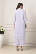 Lavender Cotton Floral Embroidered Straight Suit Set image number 4