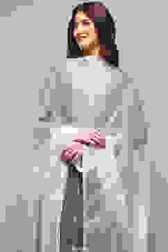 White Nylon Embroidered Dupatta image number 2