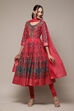 Green Cotton Anarkali Kurta Churidar Suit Set image number 0