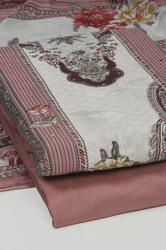 Wine Muslin Unstitched Suit Set image number 5
