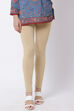Off White Cotton Lycra Leggings image number 2