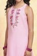 Dark Pink Polyester Straight Solid Suit Set image number 1