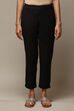 White Cotton Blend Slim Pants image number 5