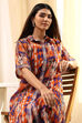 Orange Printed Shirt-Style Straight Kurta image number 0
