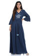 Navy Blue Flared Indie Mickey Cotton Solid Dress image number 0