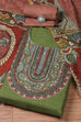 Green Cotton Hand Block Print Unstitched Suit Set image number 0