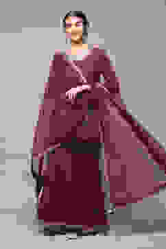 Wine Art Silk Straight Kurta Garara Suit Set image number 0