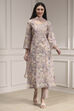 Purple Cotton Printed Embroidered Unstitched Suit Set image number 1