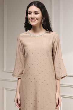Nude Polyester Straight Solid Kurta image number 1