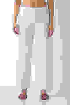 Off White Viscose Lycra Relaxed Palazzos image number 4