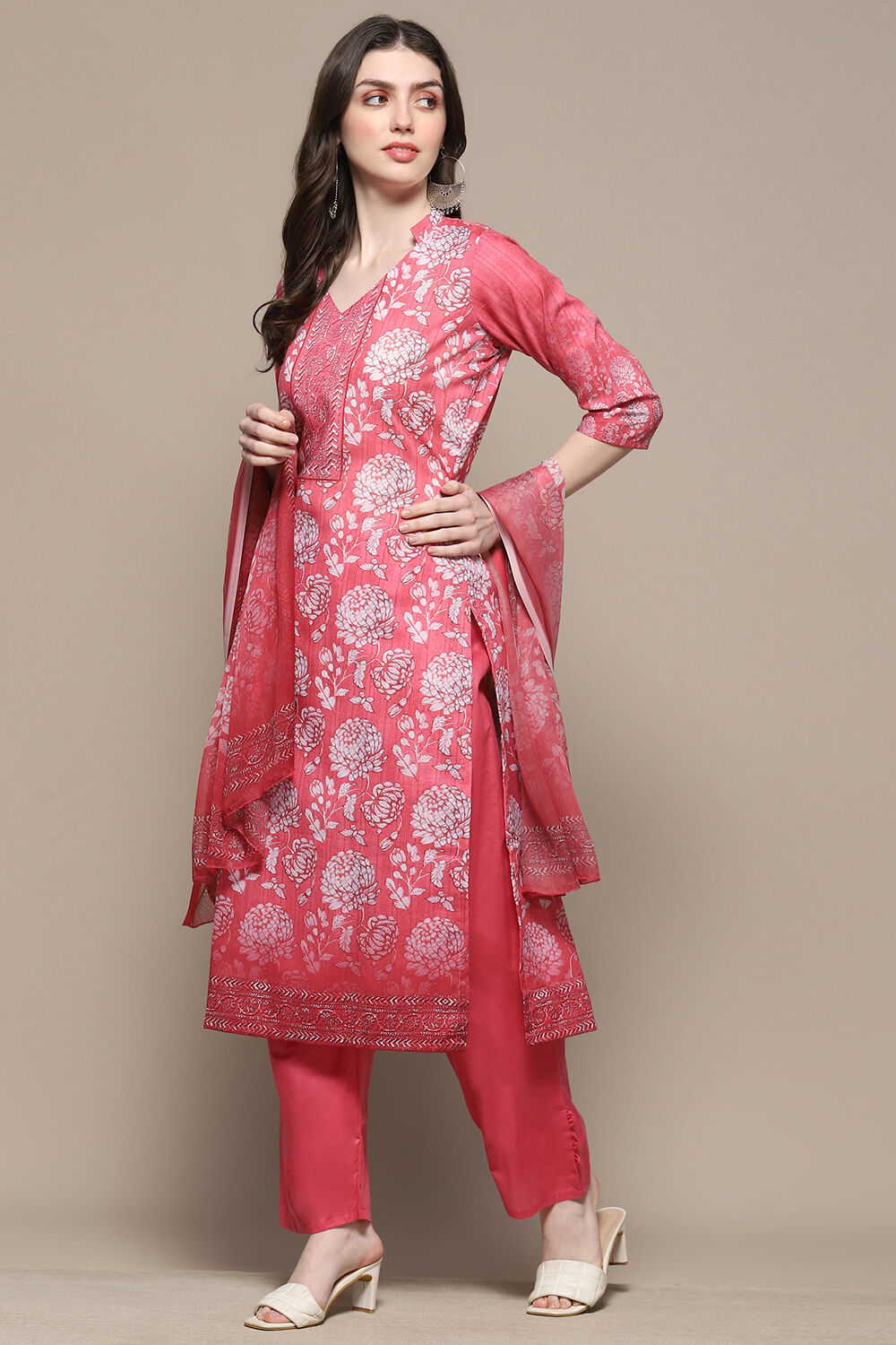 Mustard Cotton Blend Digital Print Unstitched Suit Set image number 5