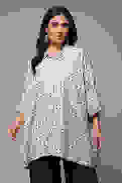 Chambery Blue LIVA Blend Straight Printed Top image number 1