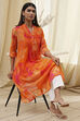 Blue Printed Pleated A-Line Kurta image number 0