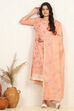 Peach Cotton Machine Embroidered Unstitched Suit Set image number 1