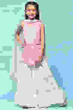 Pink Lehriya Cotton Kurta With Sharara & Net Dupatta image number 7