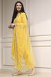 Yellow Cotton Embroidered Straight Suit Set image number 3