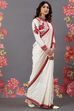 Rohit Bal Off White Chanderi Silk Solid Saree With Blouse image number 3