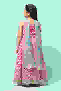 Pink Polyester Straight Printed Suit Set image number 5