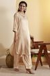 Beige Viscose Rayon Straight Kurta Pants Set
