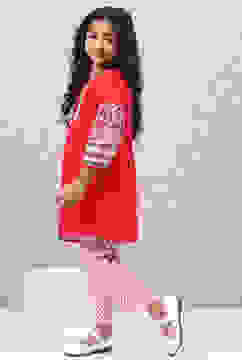 Red Rayon Flared Printed Kurta Set image number 3