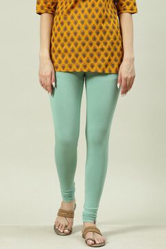 Sea Foam Cotton Blend Solid Churidar image number 2