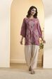 Onion Pink Viscose Blend Straight Kurta Pants Set image number 6