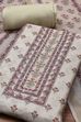 Cream-Toned Muslin Rajasthani Print Unstitched Suit Set image number 1
