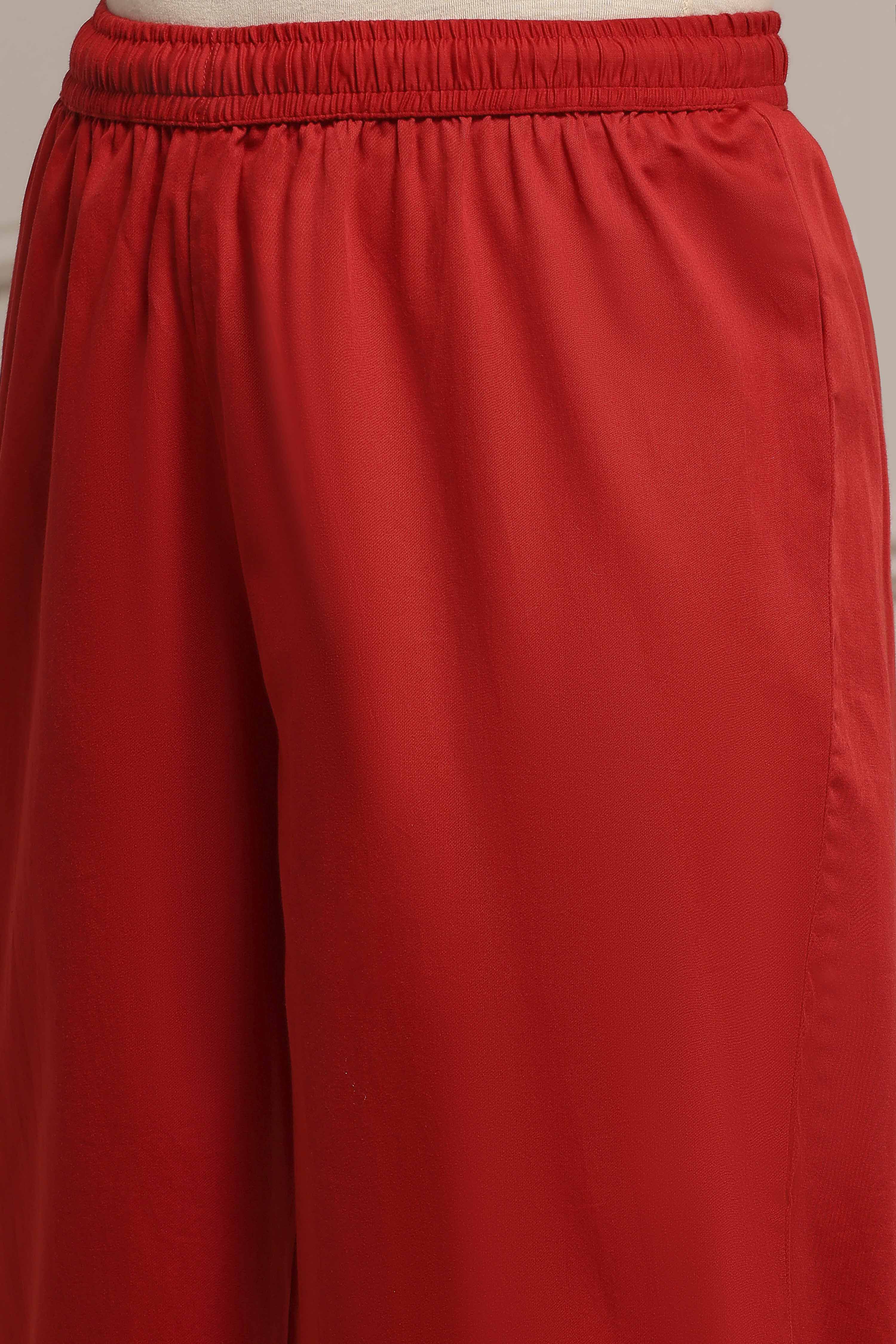 Red Chanderi Embroidered Kalidar Suit Set image number 2