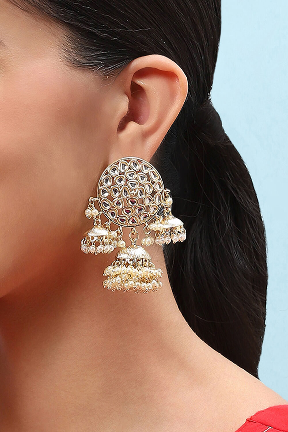 Gold Brass Earrings image number 3