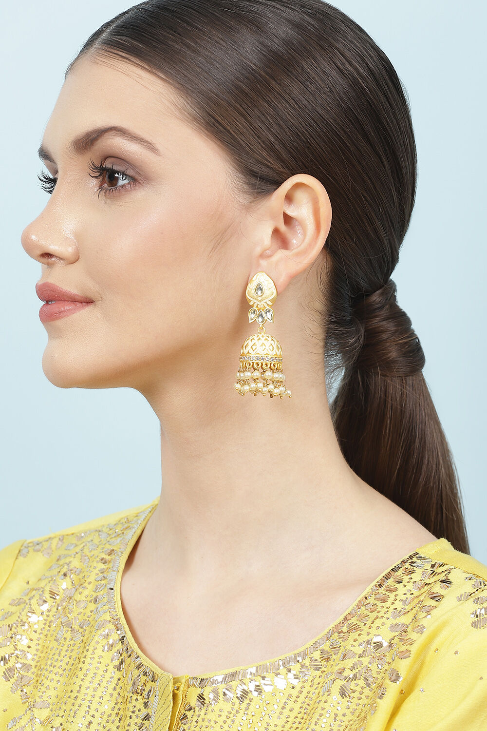 Gold Brass Earrings image number 3