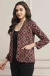 Black Viscose Straight Printed Jacket image number 2