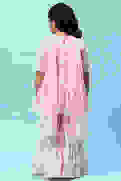 Pink Cotton Floral Printed Gathered Peplum Suit Set image number 5