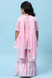 Pink Cotton Floral Printed Gathered Peplum Suit Set image number 5