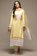 Pastel Yellow Muslin Lace Unstitched Suit Set image number 8