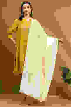 Off White Polyester Dupatta image number 4