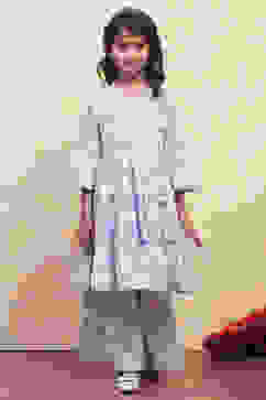 Lilac Cotton Angrakha Tiered Kurta Set image number 6