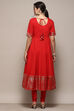 Red Cambric Anarkali Kurta Churidar Suit Set image number 5