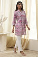 Pink Printed Straight Short Kurta image number 4