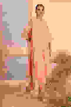 Pink Silk Embroidered Straight Suit Set image number 0