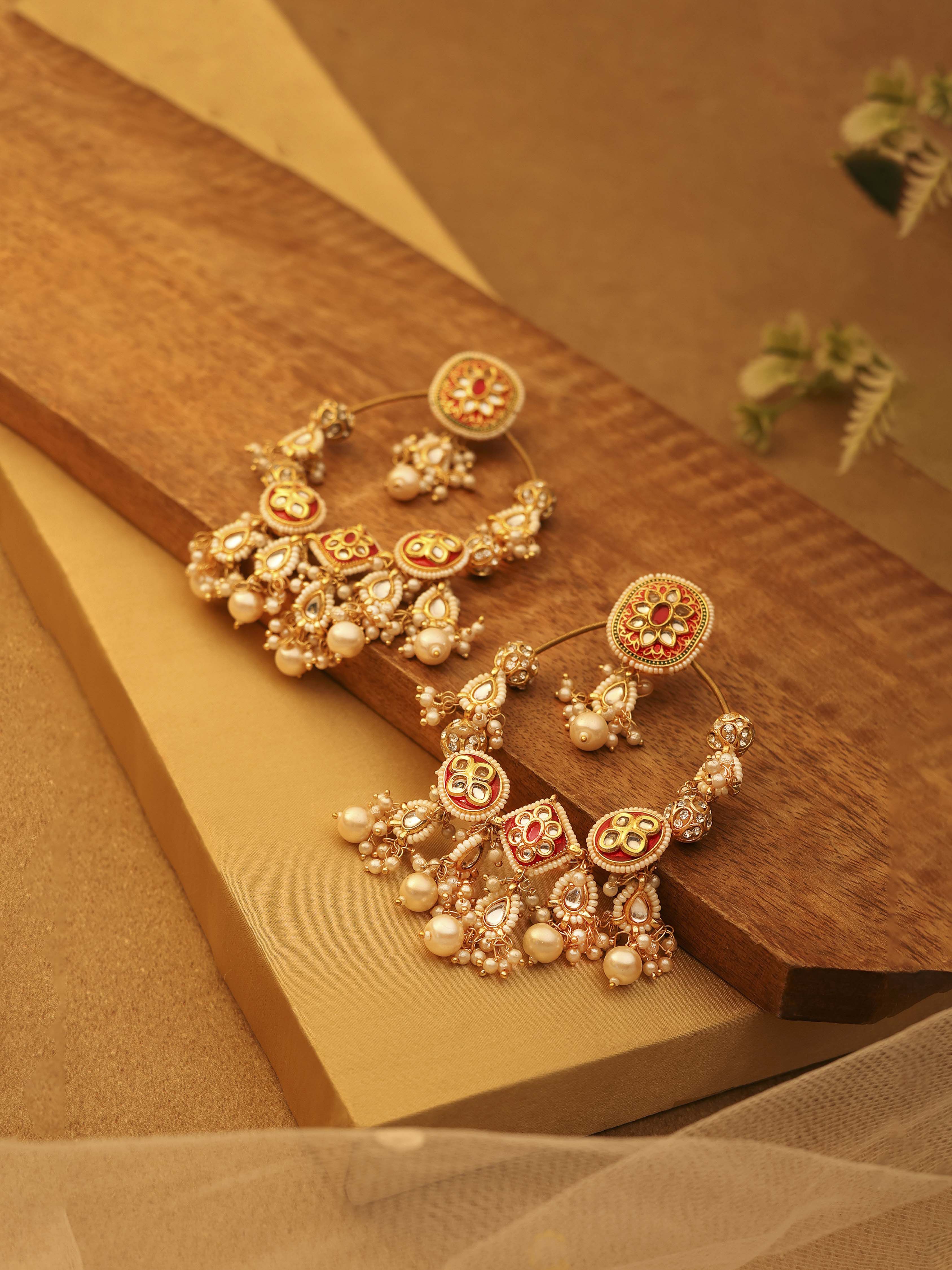 Red Brass Drop & Danglers image number 0