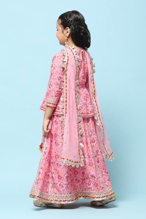 Peach Cotton Short Kurta Printed Suit Set image number 5