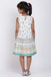 White Cotton A-Line Printed Dress image number 4