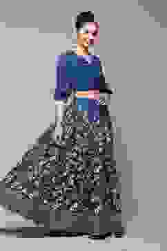 Blue Polyester Straight Kurta Skirt Suit Set image number 5