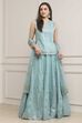 Powder Blue Cotton Printed Lehenga Set image number 6
